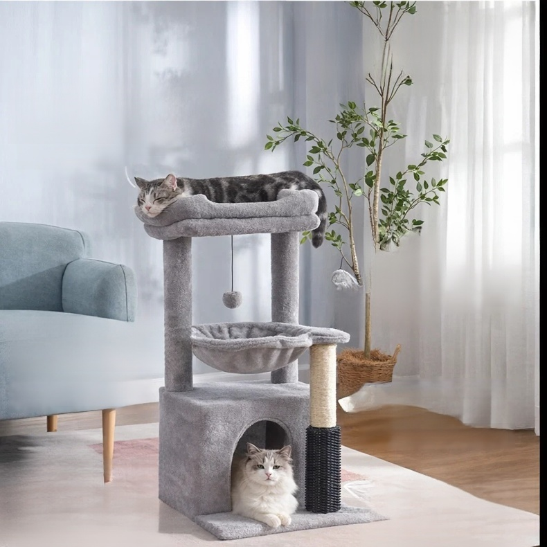 Cat climbing shelf for cats Sisal design scratching pillar jumping platform litter dumping cat tree