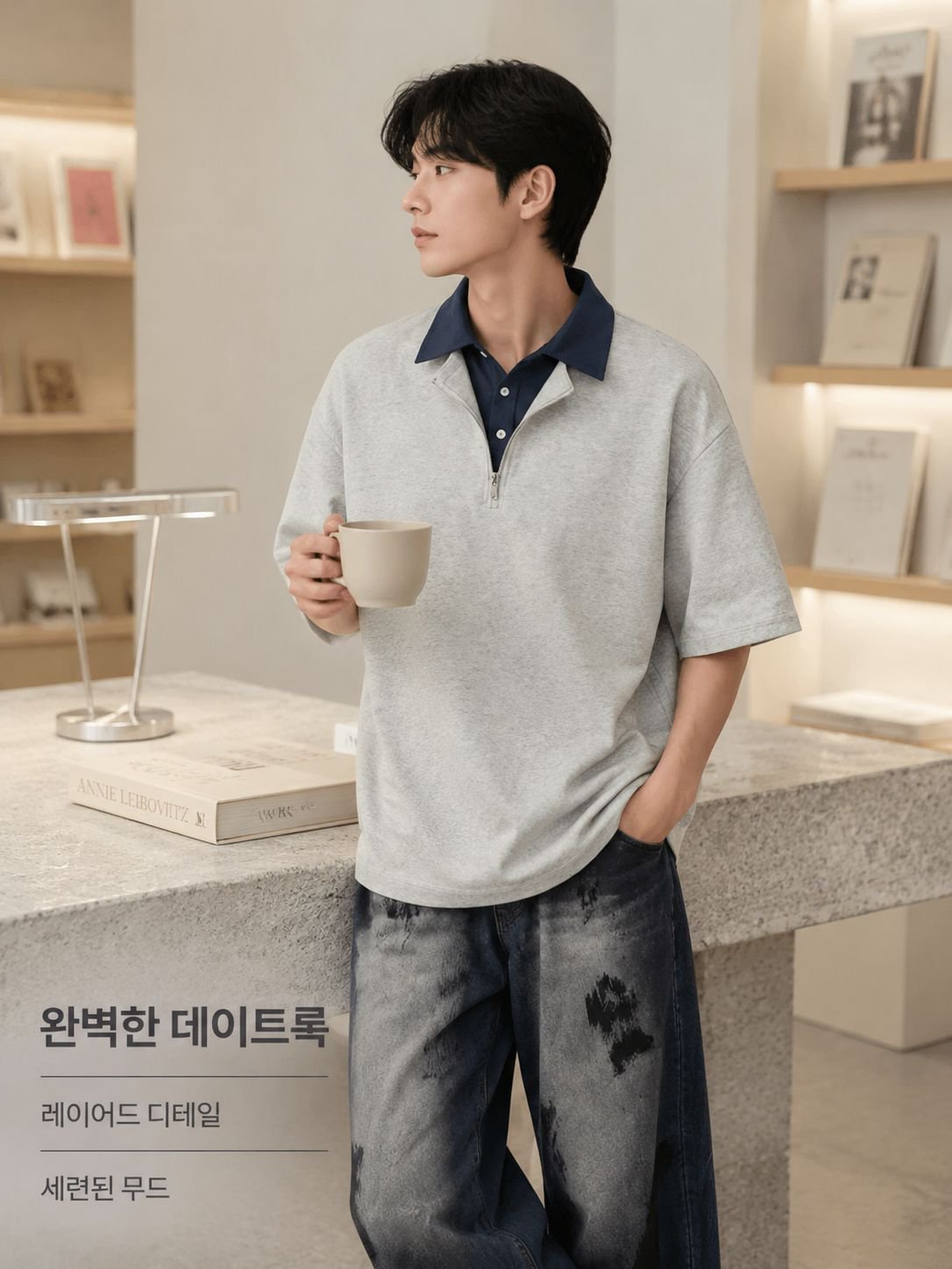 남성용 반팔 폴로셔츠 소재 및 디자인