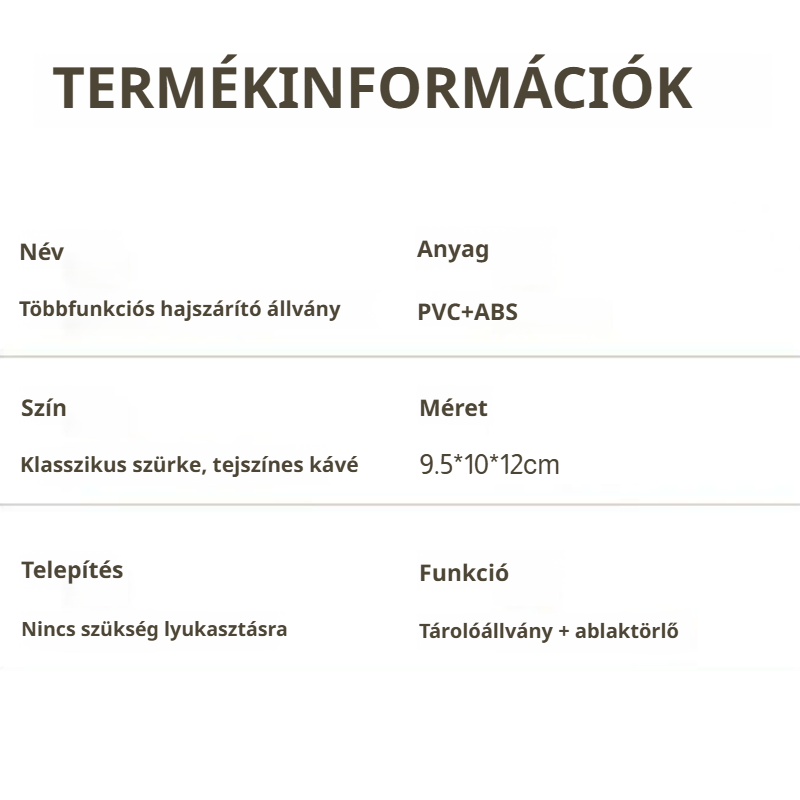 Hajszárító és hajvasaló tartó állvány egyben