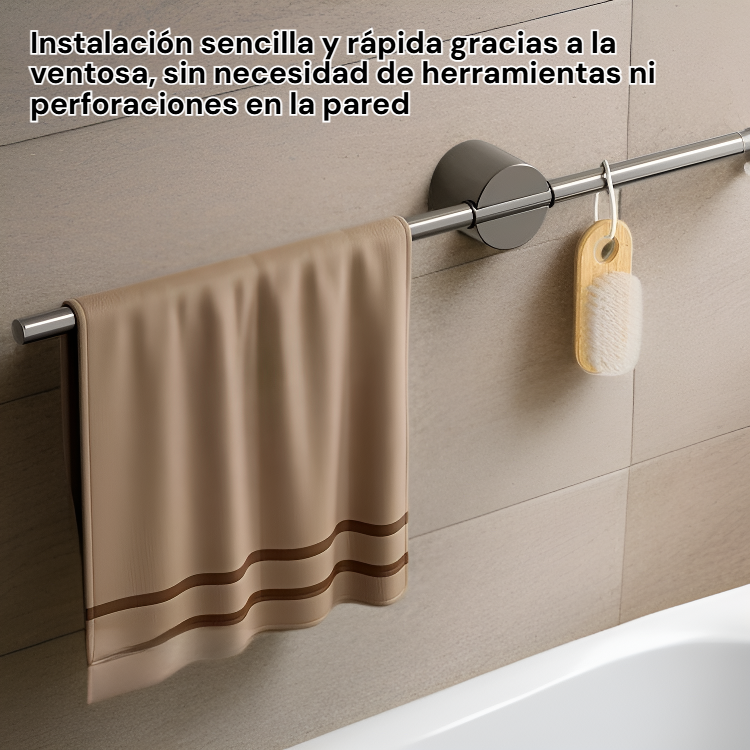 Portatoallas de baño con ventosa, sin necesidad de taladrar, gris grafito de lujo