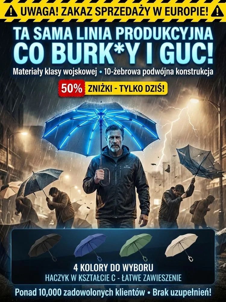 【0,5 sekundy na otwarcie】Parasol burzowy