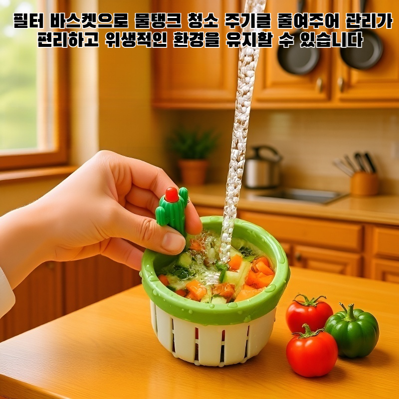 물탱크에 장착된 필터 바스켓 모습
