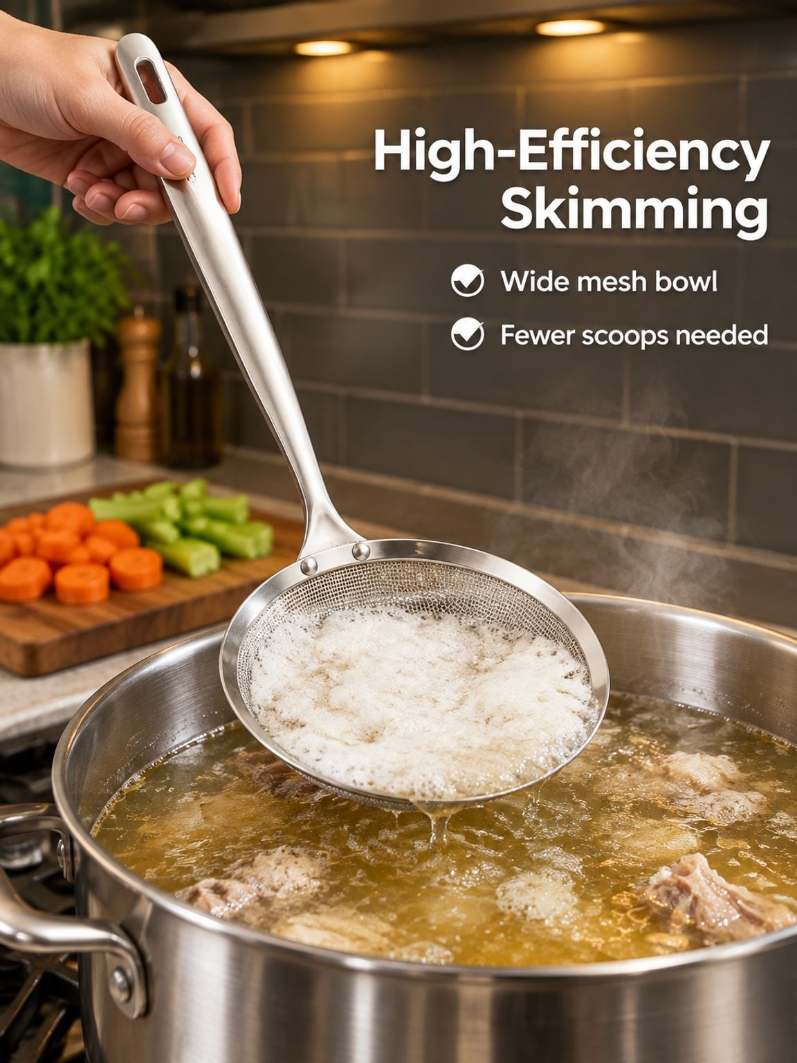 Foam remover spoon for clear broth