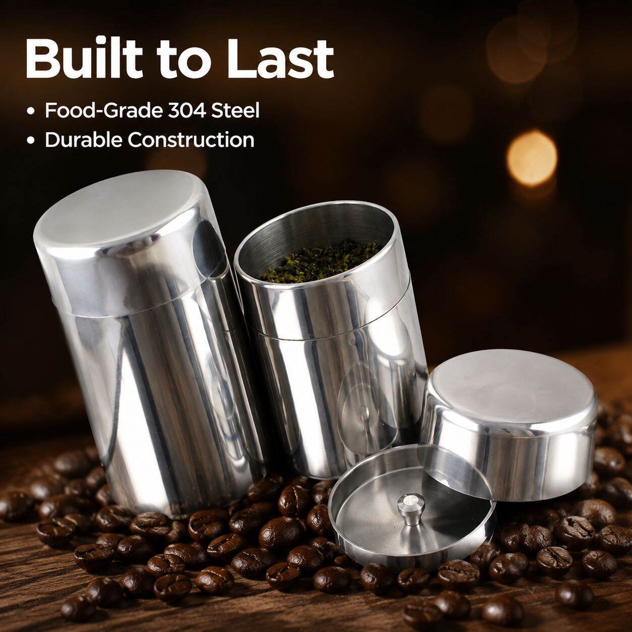 304 Stainless Steel Sealed Storage Jar Portable Tea and Tangerine Peel Canister