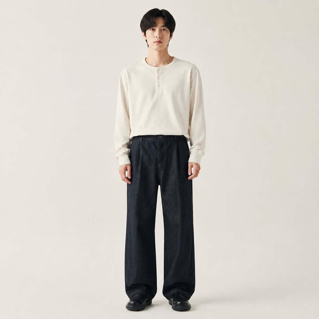 남자 아메리칸 루즈핏 스트레이트 데님 캐주얼 바지