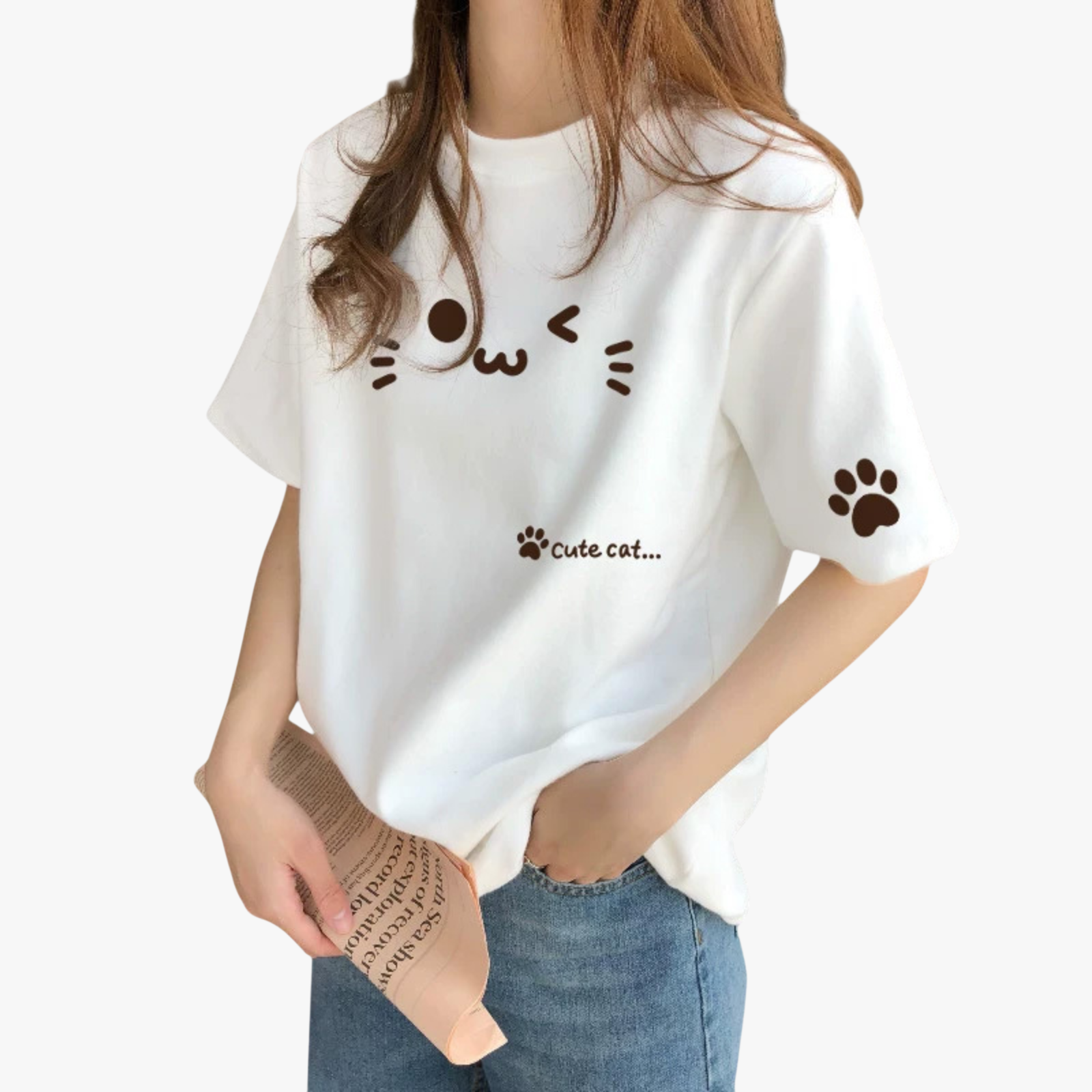 デザイン感のある レディース コットン ベージュ インナーTシャツ