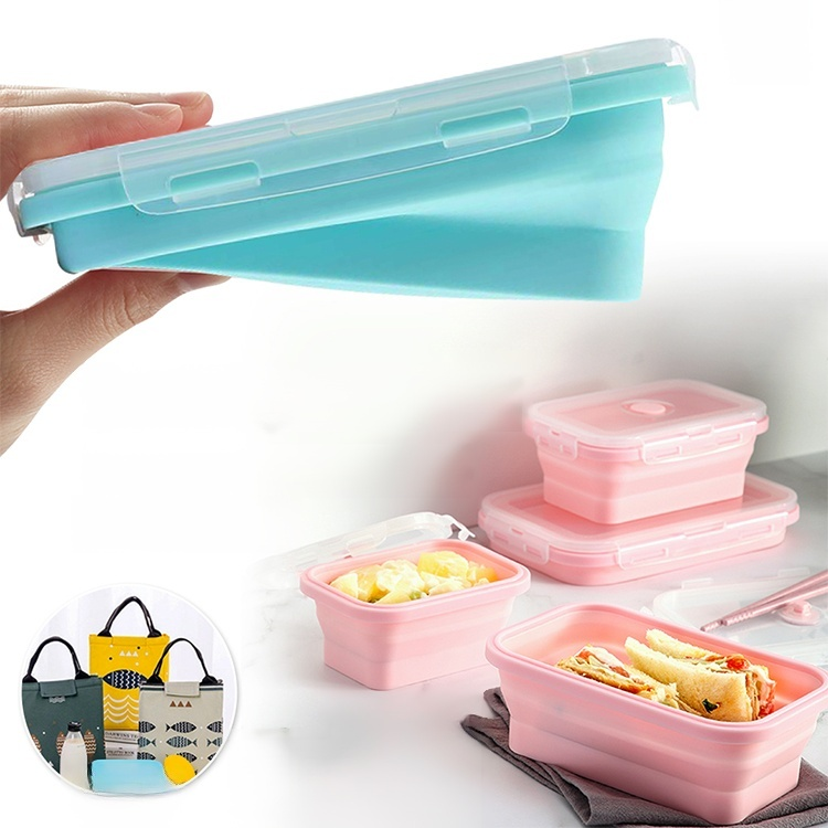 Portable silicone folding lunch box