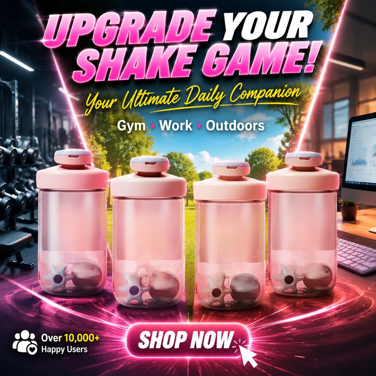 Unisex Fitness Shaker Bottle with Measurement Marks