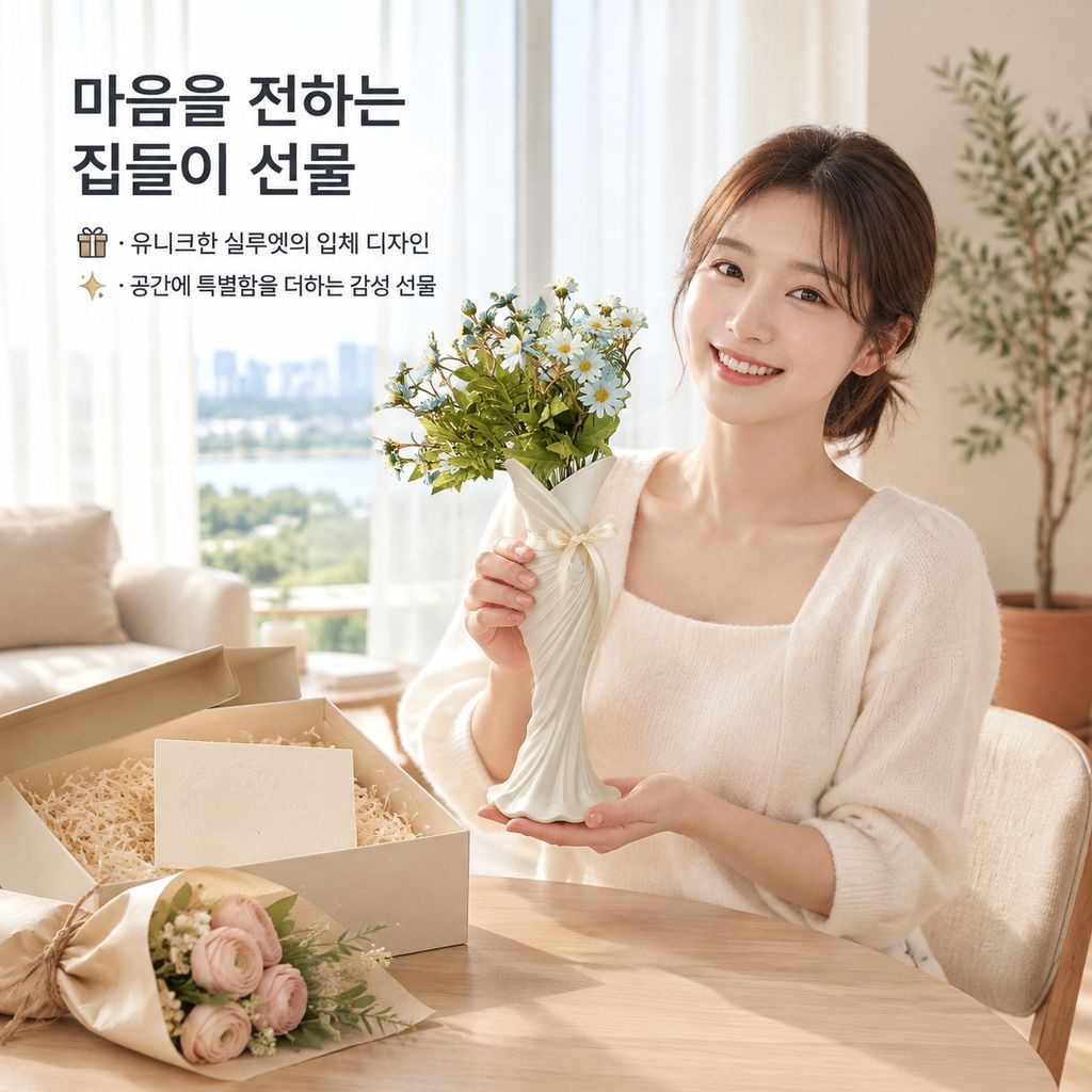 3D 프린팅 드레스 화병 모던 미니멀 북유럽 감성 인테리어 꽃병 오브제