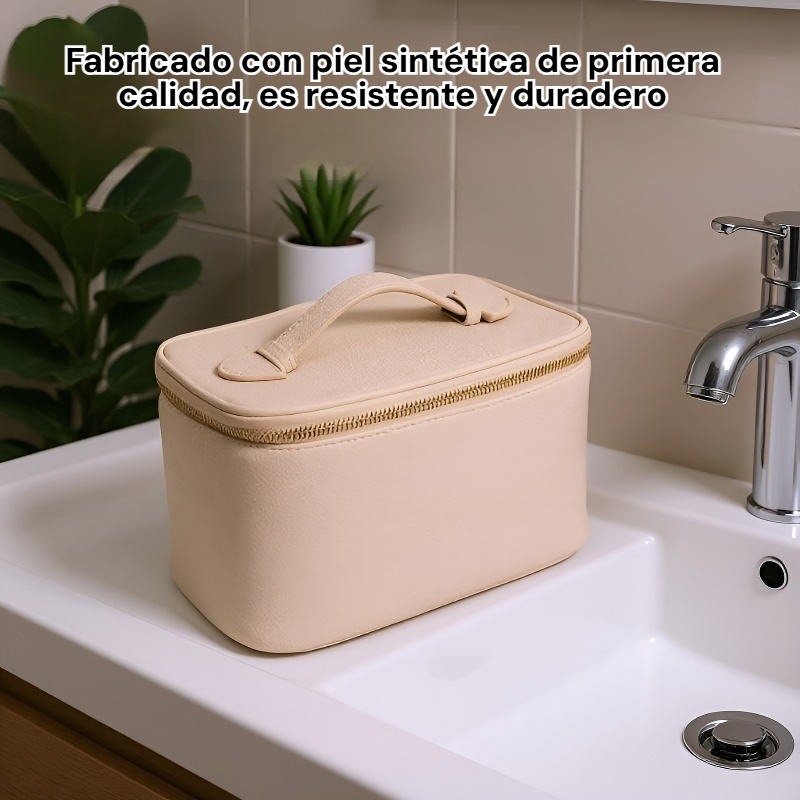 Bolsa de maquillaje de viaje de PU premium, impermeable y multifuncional