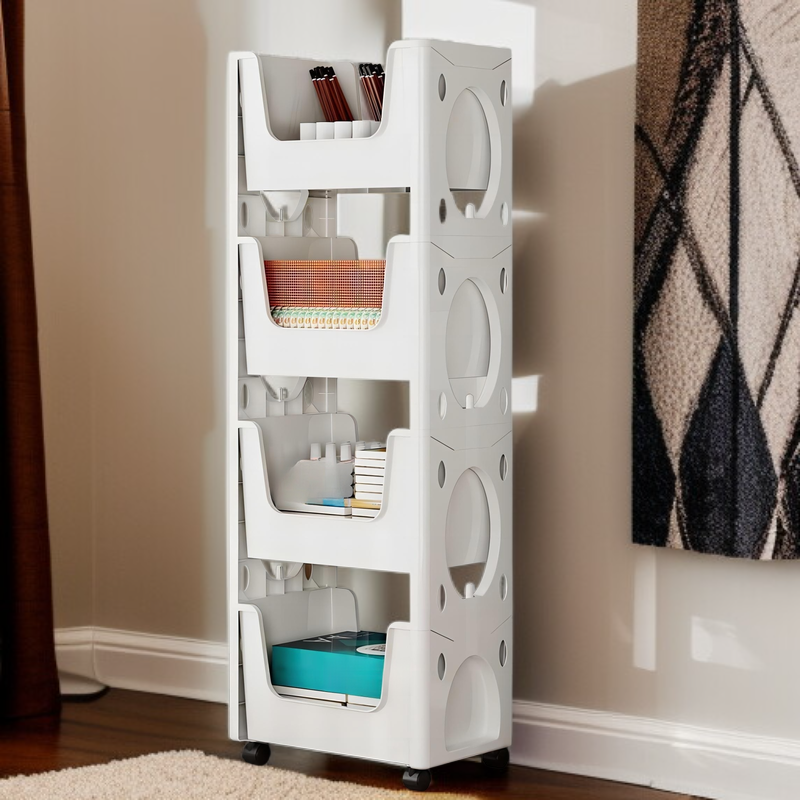 Movable Multi-Purpose Clear Storage Cart for Home, Dorm, Office, Space Saving