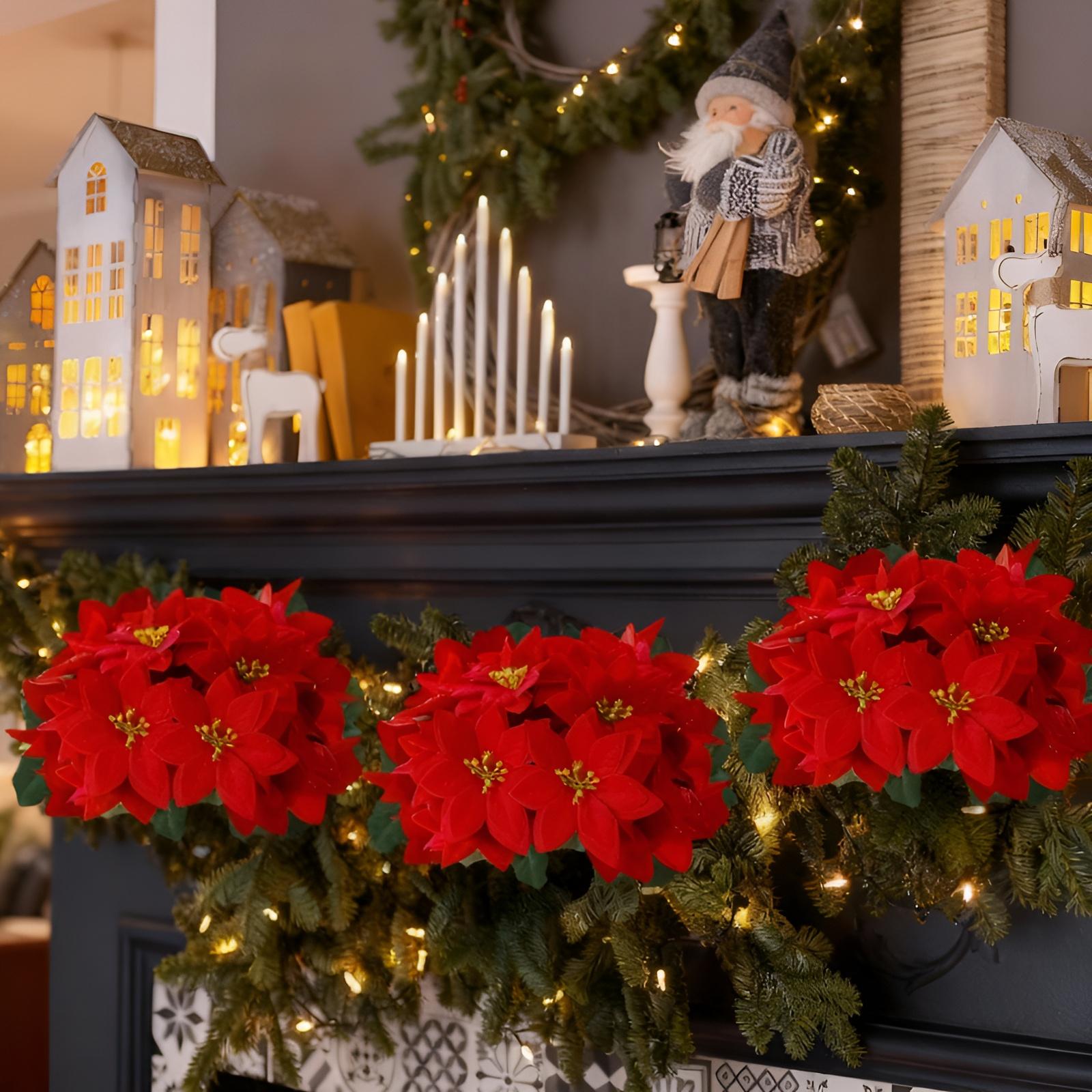 一品紅家居裝飾仿真花束擺設