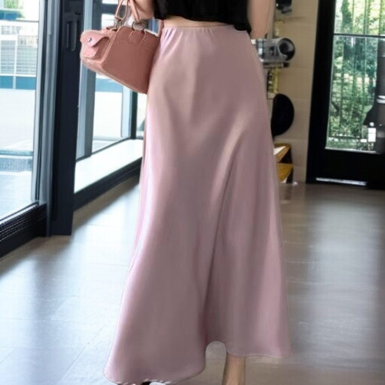 여름 하계 하기 왜소한 사람 꼬마 꼬맹이 여자 블랙 목이 긴 머메이드 스커트 스커트녀 붕대감기 긴 치마