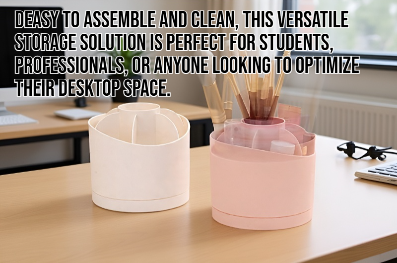 360-degree rotating desktop organizer with multiple compartments