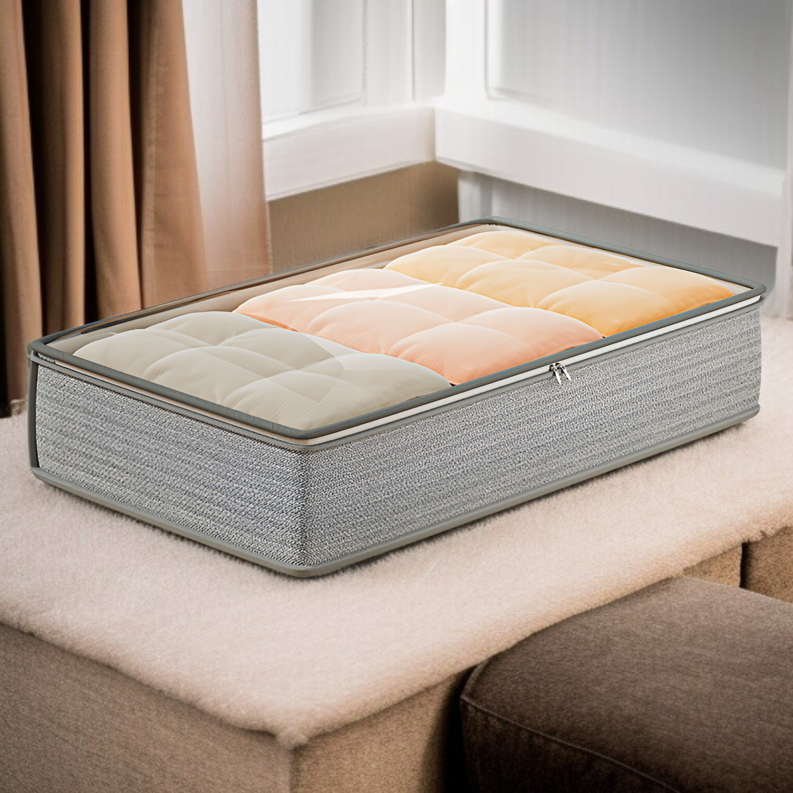 ベッド下収納ボックス フラットな家庭用引き出し式季節キルト収納ボックス ベッド下収納アーティファクト衣類収納ボックス