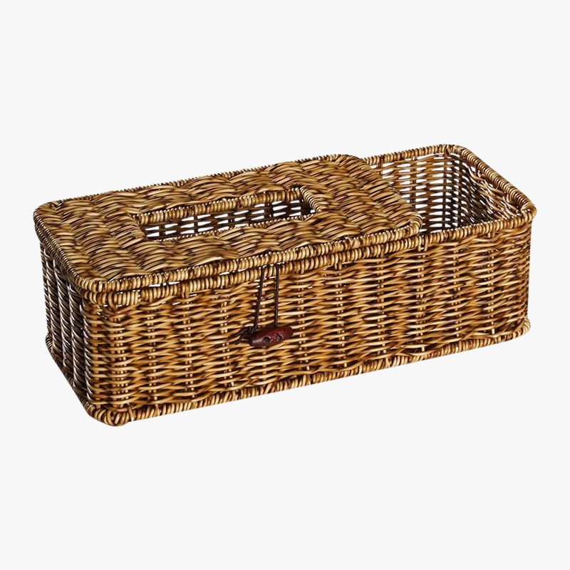 Boîte à mouchoirs en rotin fait main, multifonction, style luxueux, pour salon et salle à manger