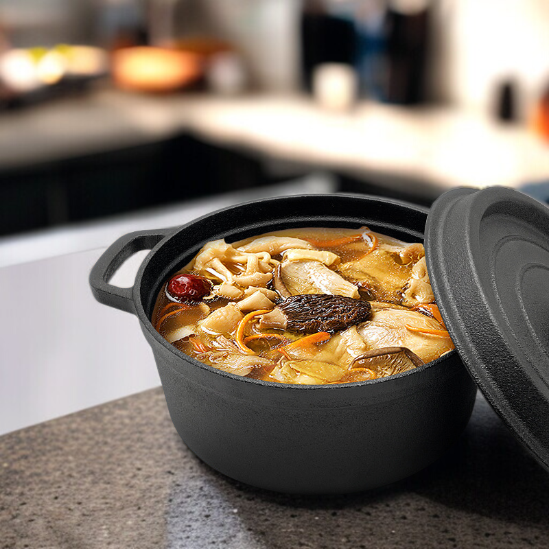 昔ながらの両耳鉄鍋 鋳物シチュー鍋 コーティングされていないノンスティック鍋 煮物鍋 スープ鍋 鉄鍋