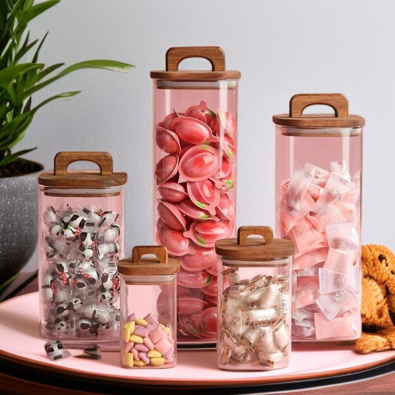 고급 밀폐 유리 저장 용기 사각형 캔디 보관함