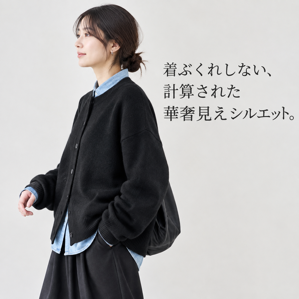 春秋冬カジュアル無地ニットカーディガン