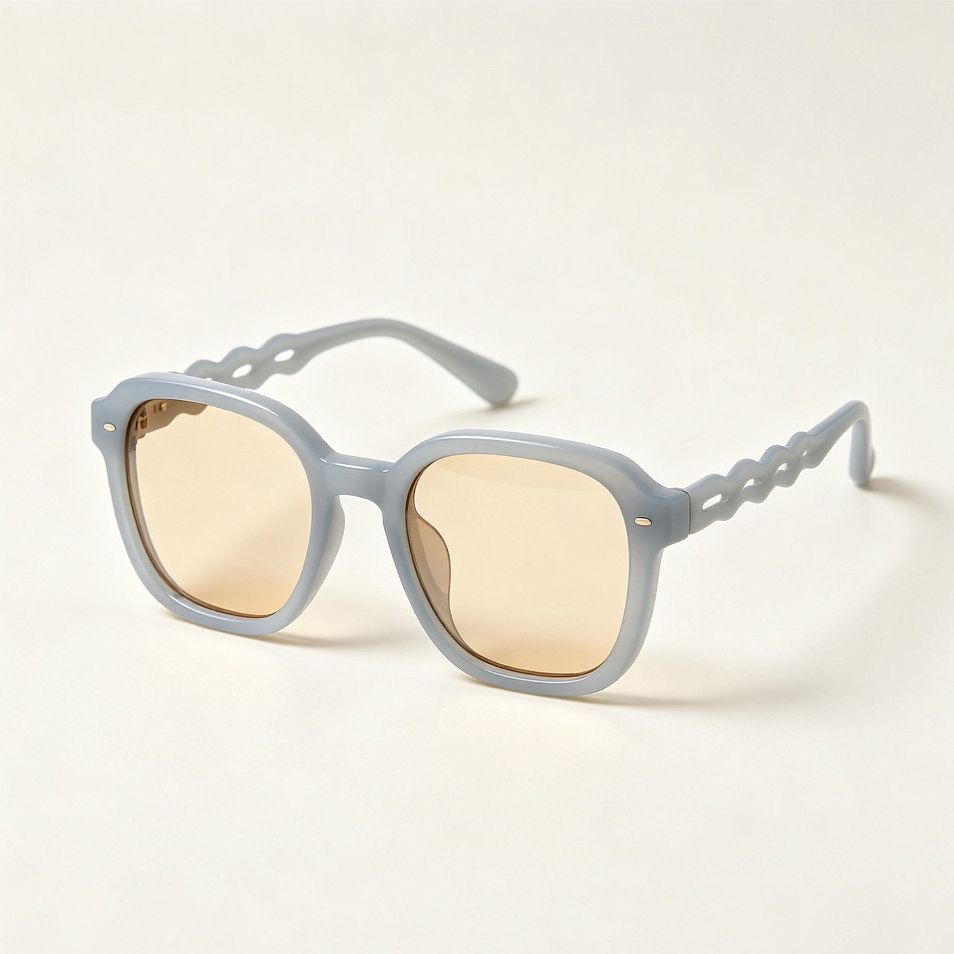 Light blue wavy square-framed sunglasses