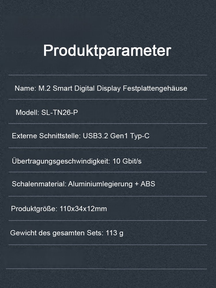 【Warnung vor Festplattenschaden】M.2 Smart Display SSD-Gehäuse