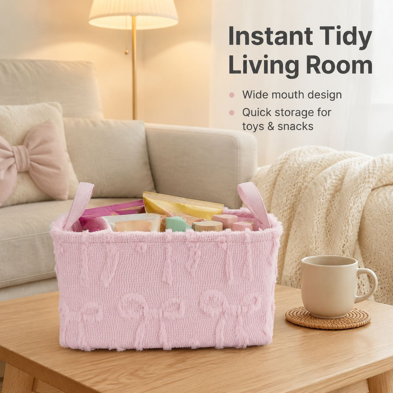 Velvet Storage Basket Home Organizer Bin