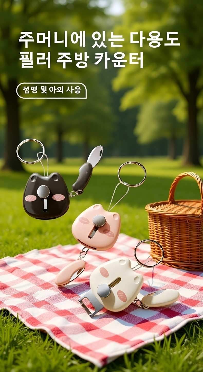 접이식 미니 과일 껍질 벗기기 키링 전체 모습