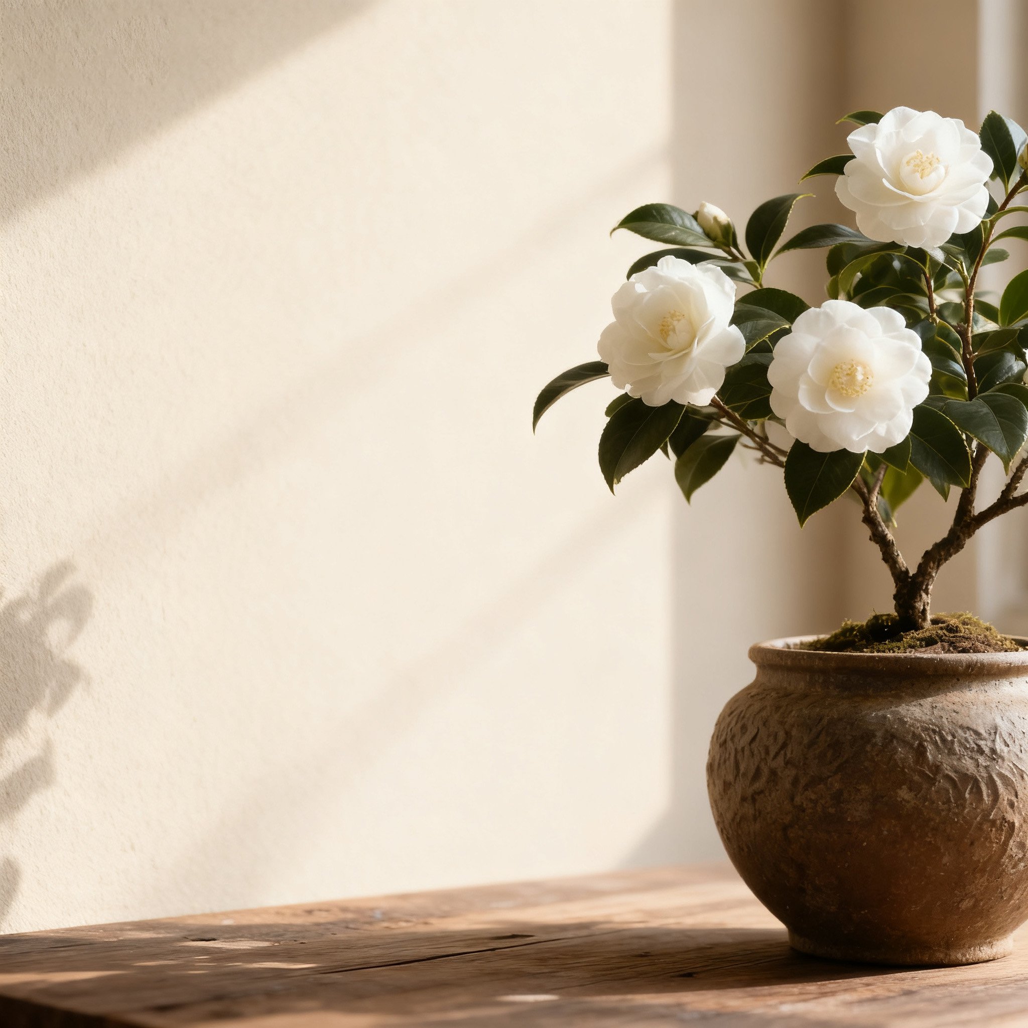 ต้นคามีเลียในกระถางสำหรับตกแต่งบ้าน