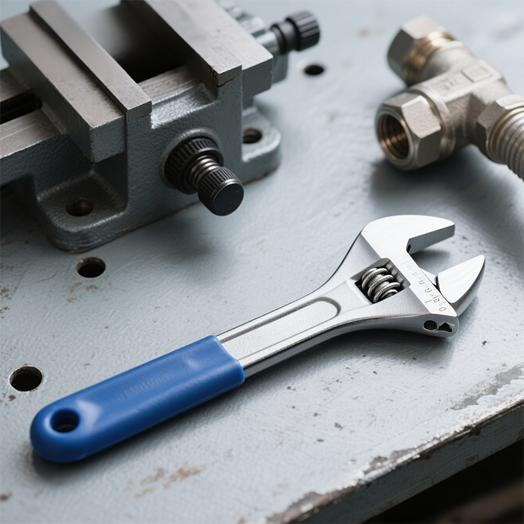 Llave inglesa ajustable de boca ancha y mango corto