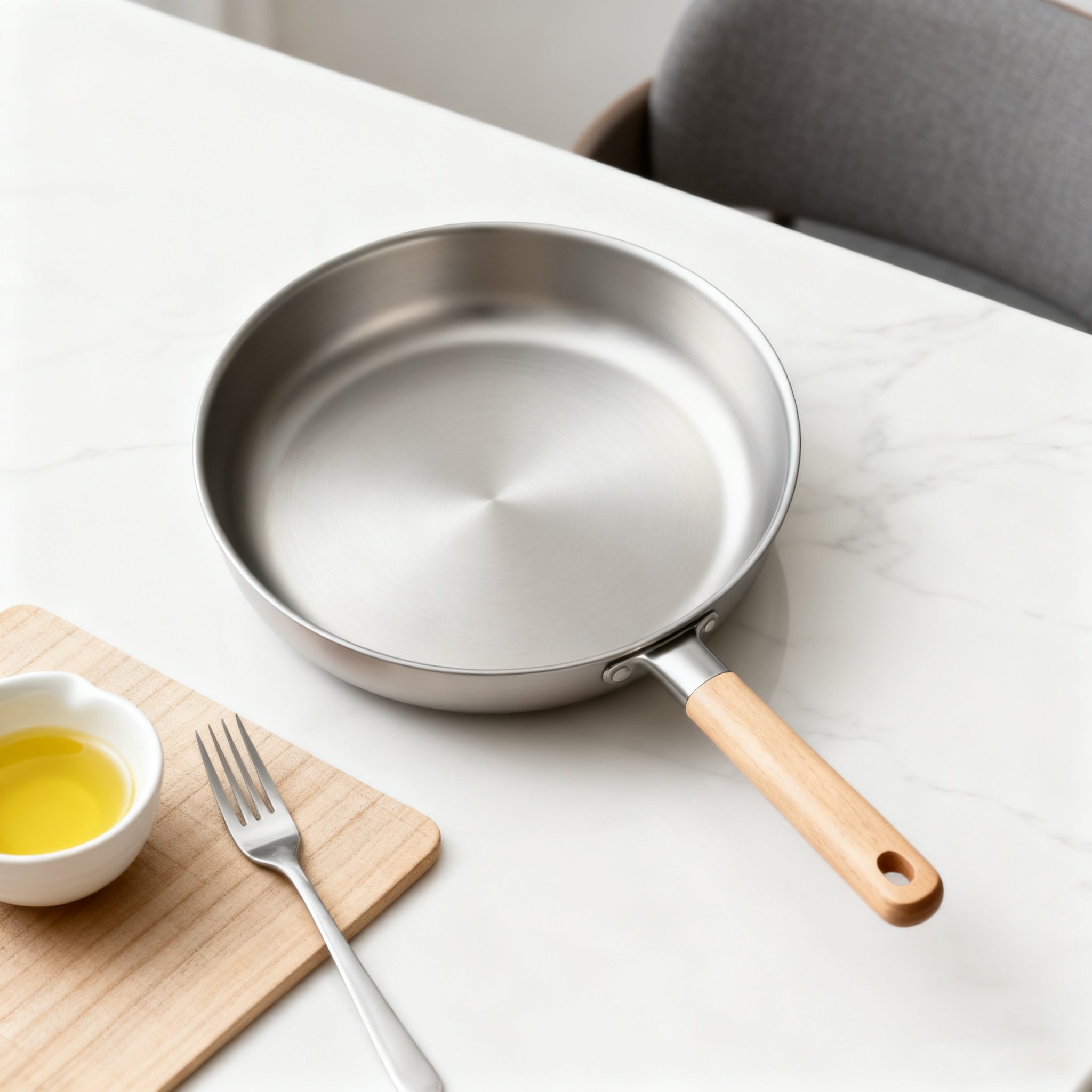 다용도 프라이팬으로 요리하는 모습