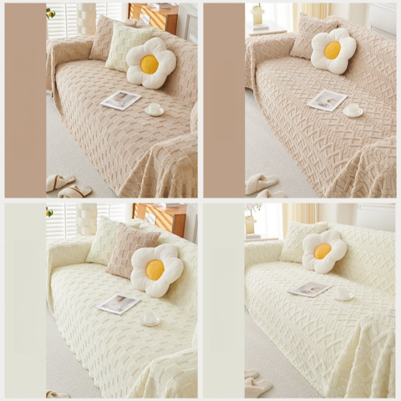 Cream-Colored Solid Sofa Throw