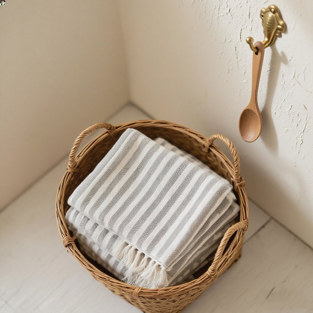 옷 수납에 최적화된 대나무 바구니 활용 예시