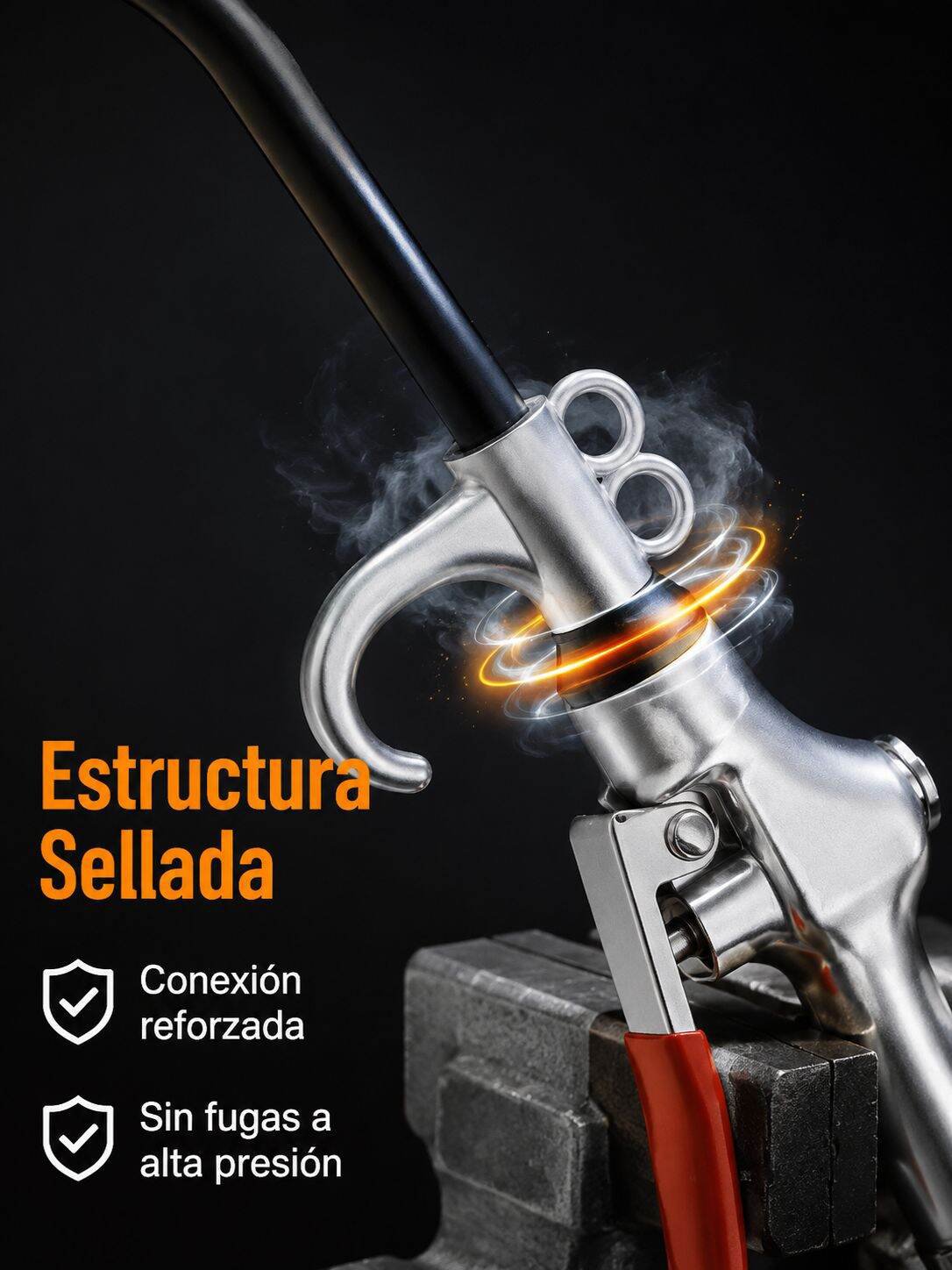 Uso industrial de pistola de aire comprimido en taller
