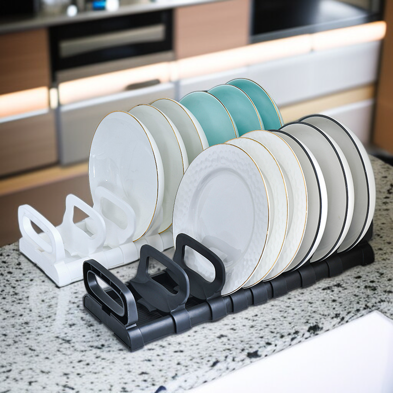 ชั้นวางจานชามแบบยืดได้สำหรับอ่างล้างจาน พร้อมกล่องจัดเก็บ ขนาด 450/400 ซม.