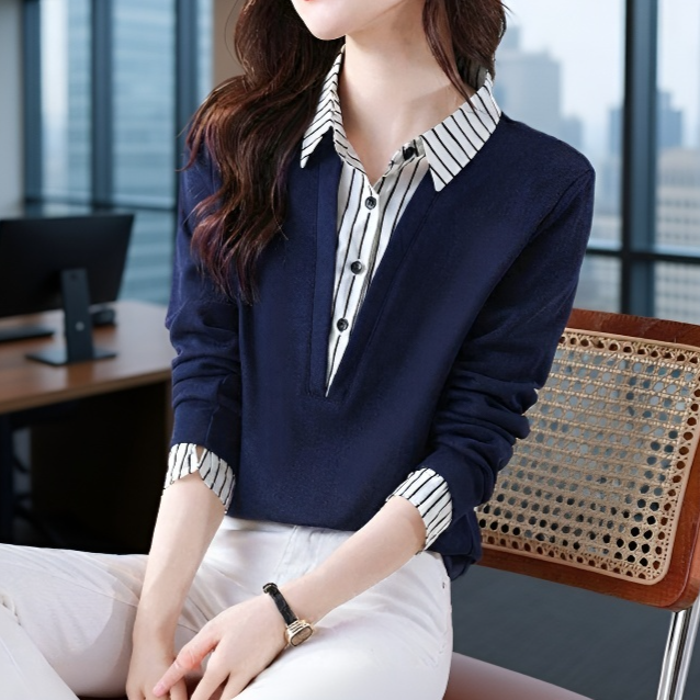 가짜 투피스 셔츠 여 긴팔 맨투맨 봄가을 신상 스타일리쉬 니트 상의 이너
