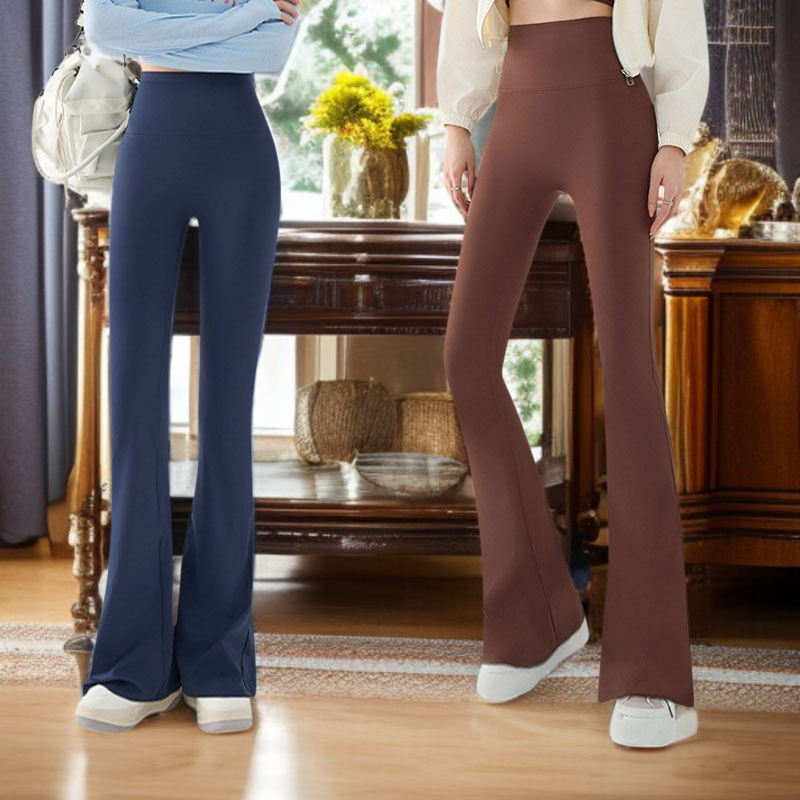 키 작은 봄여름 겉옷 플레어 팬츠 하이웨스트 플레어 팬츠 여성 패션 말발굽 팬츠 여성