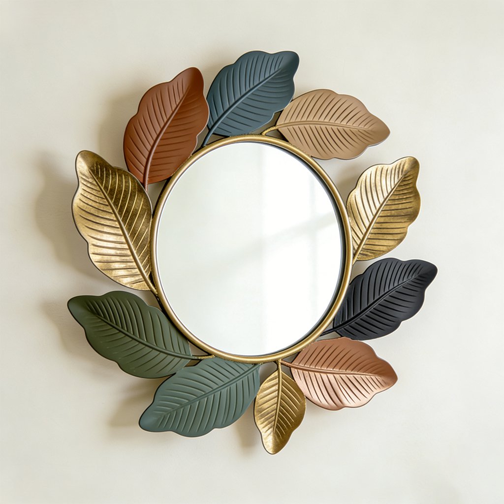 シンプルな丸型ウォールミラー