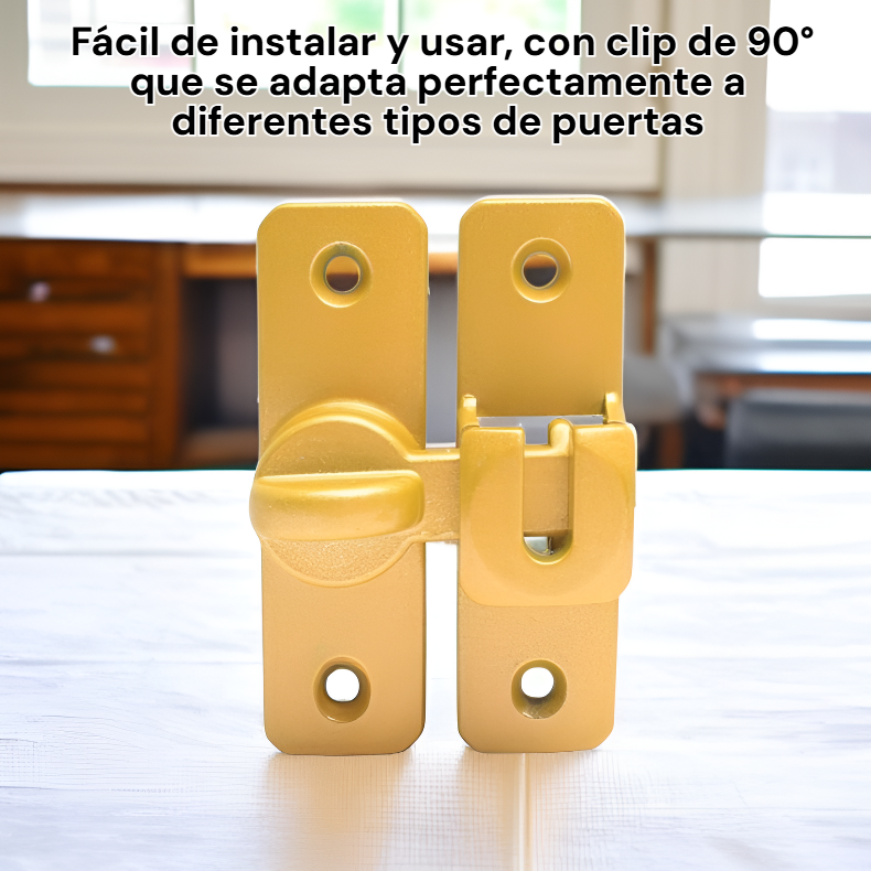 Pestillo antirrobo para puerta, cerradura de 90° con clip para puertas corredizas