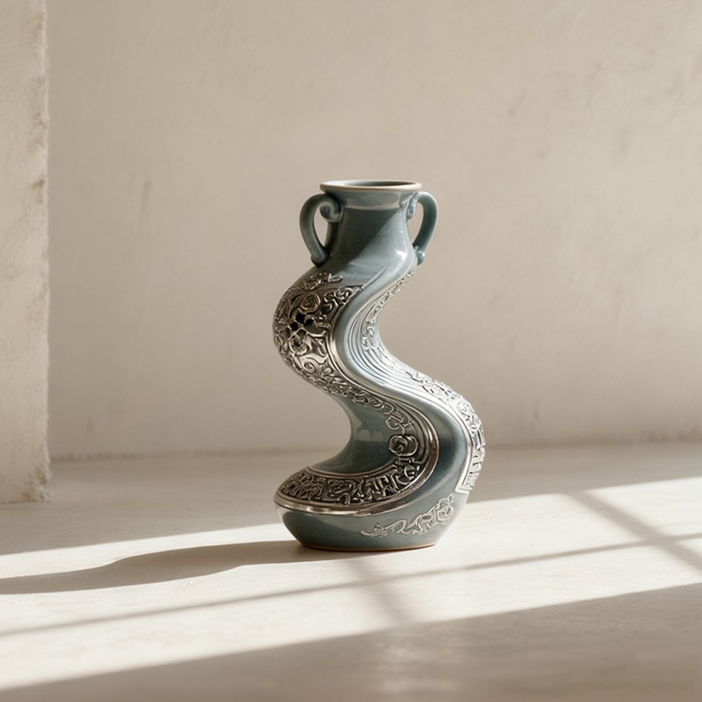 유니크 곡선 도자기 화병 세트