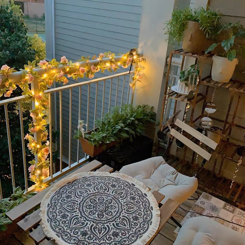 Rosette rotin imperméable lumière String