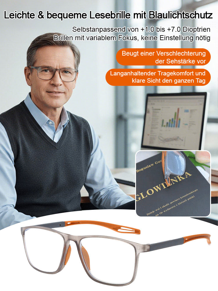 Blaulichtfilter-Lesebrille, ultraleicht und komfortabel