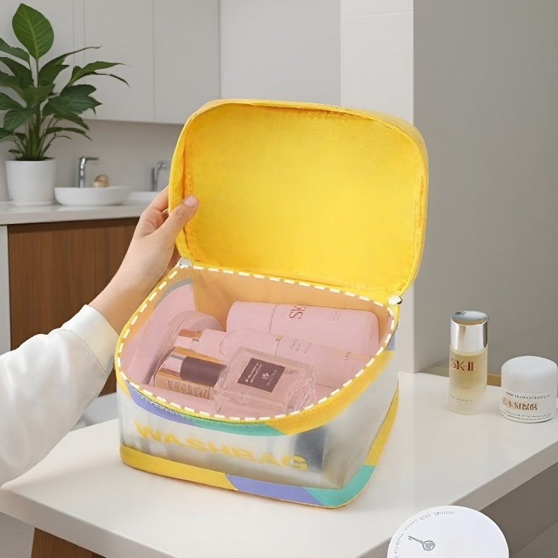 방수 대용량 투명 토트백 건습 분리 방수 세면 가방 스크럽 워시 핸드 클리어 파우치