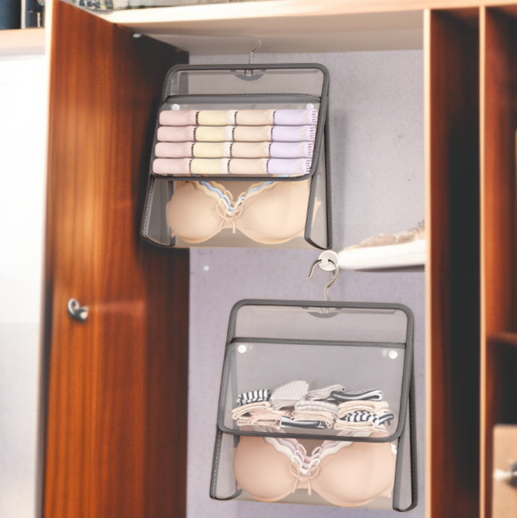 複数ポケット付きの便利な吊り下げ収納バッグ