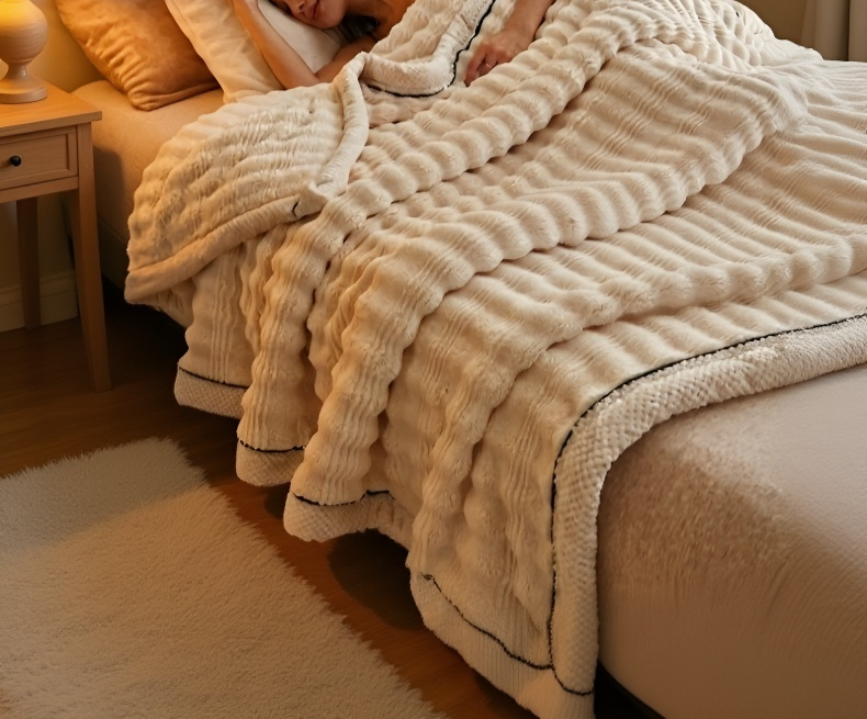 고품질 양면 토끼털 담요 전체 이미지