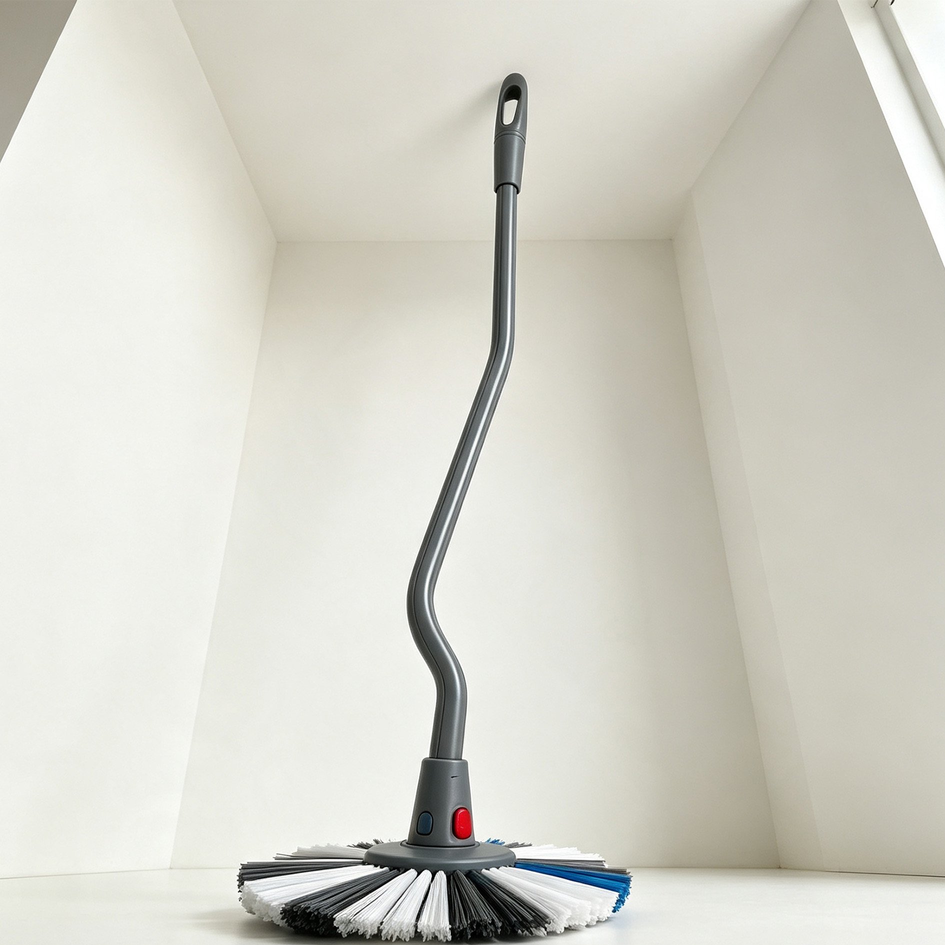 Long-handled bathroom floor brush cleaning tiles