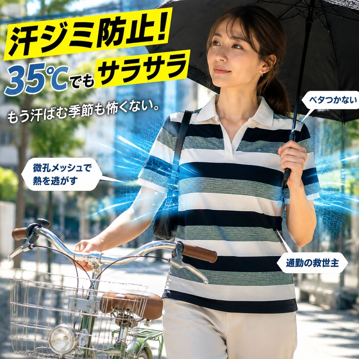 女性用夏アイスシルク通気半袖Tシャツ
