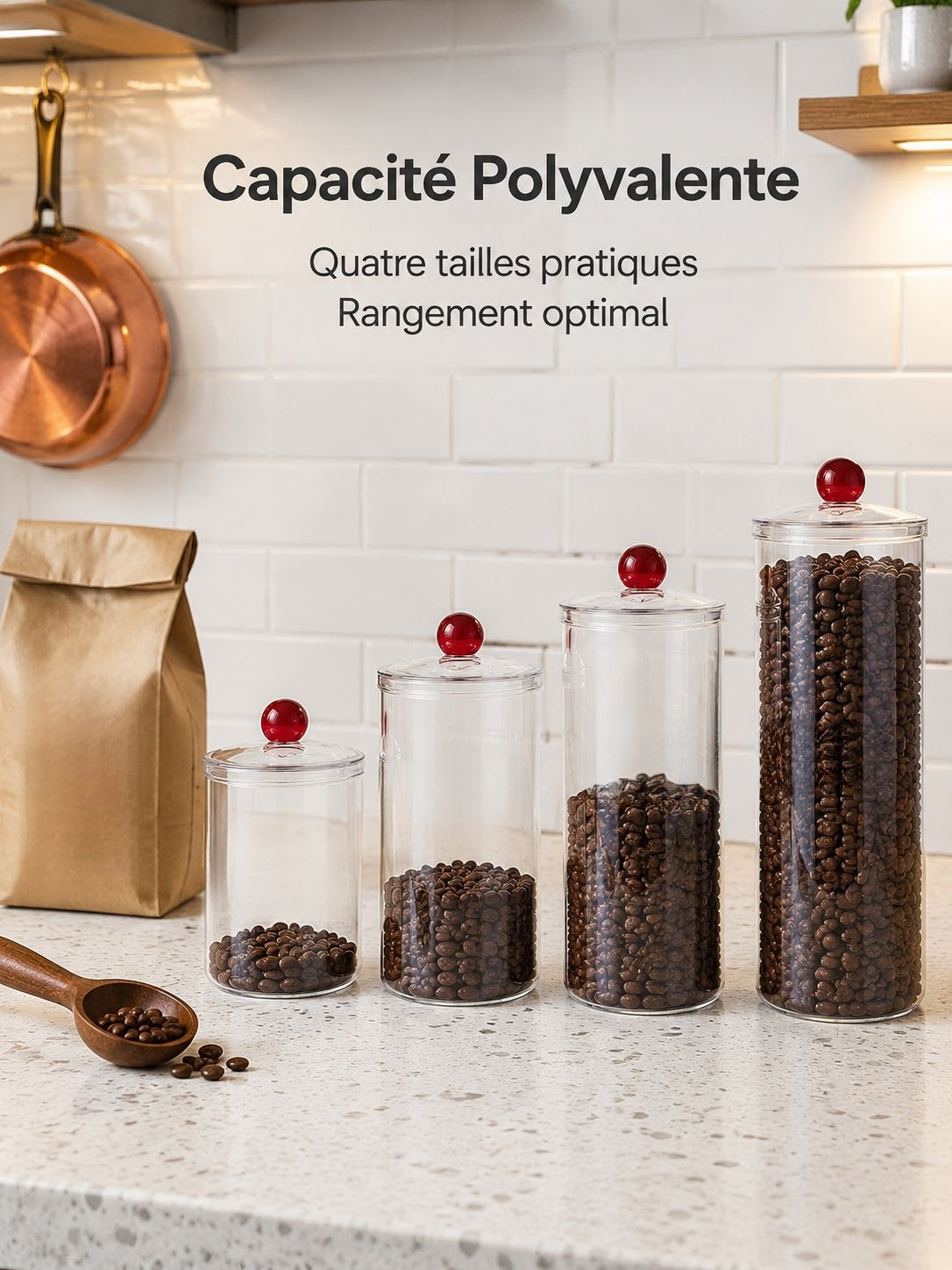 Bocal hermétique pour pâtes et café