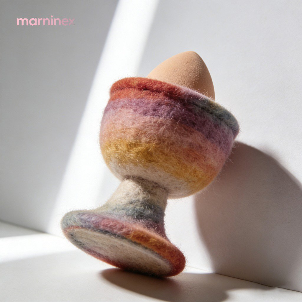 Bandeja para huevos de fieltro estilo japonés en cocina moderna