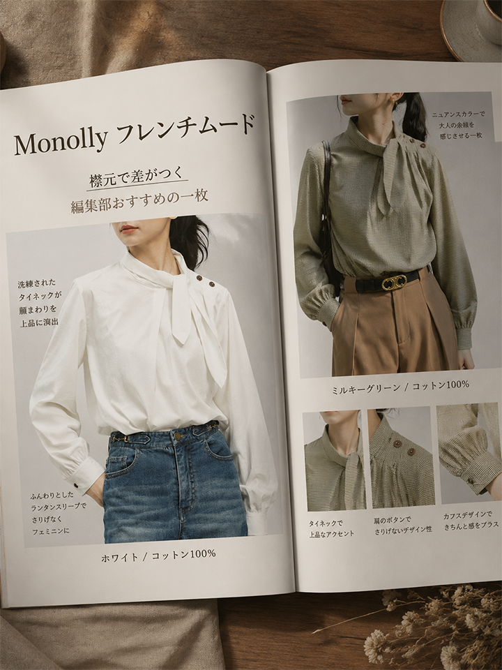 【2026秋の新作】Monolly テンセル混シャツ | 上品な華やかさ・着心地抜群・通勤