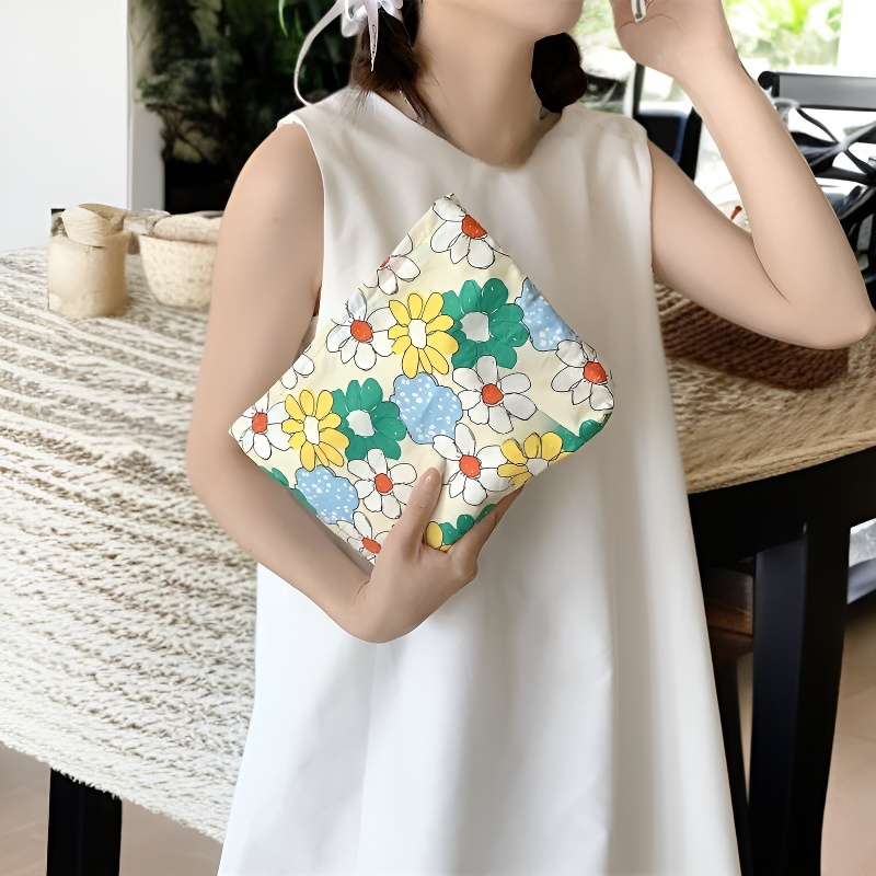 다기능 면 클러치 잡화 수납 휴대용 파우치